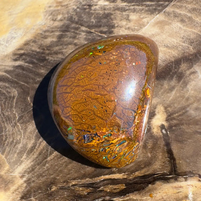 Polished Boulder Opal Cabochon from 24.6ct Hand-Cut Solid Boulder Opal Jewelry