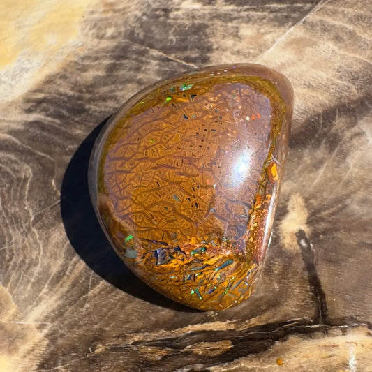 Polished Boulder Opal Cabochon from 24.6ct Hand-Cut Solid Boulder Opal Jewelry