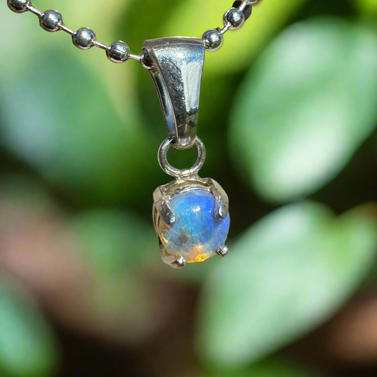 'Starry Plains' ~ Handcrafted 0.2ct Solid Lightning Ridge Opal Sterling Silver Pendant