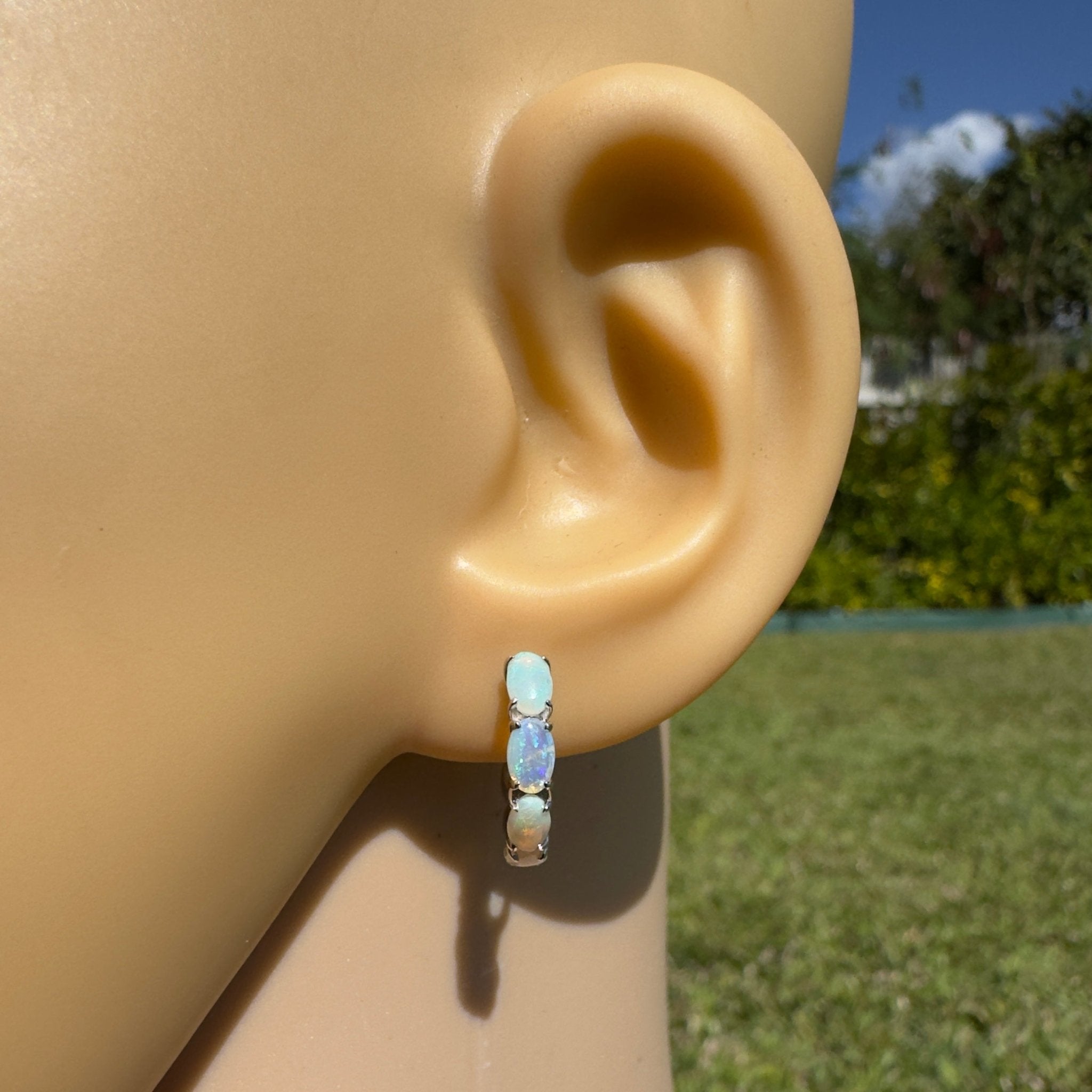 2.4ct Coober Pedy Opal Huggie Earrings ~ 'Tallow Beach Loop' | 925 Sterling Silver | Solid Australian Opal