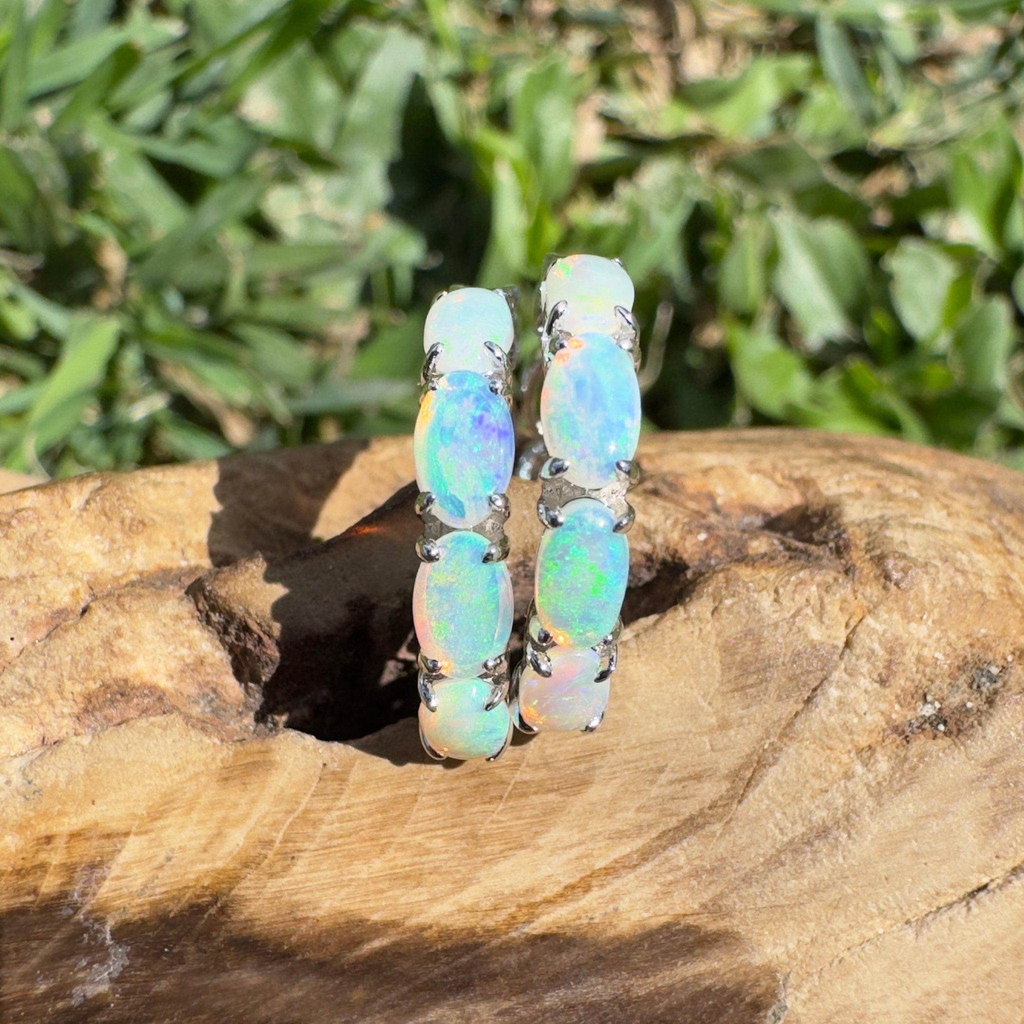 2.4ct Coober Pedy Opal Huggie Earrings ~ 'Tallow Beach Loop' | 925 Sterling Silver | Solid Australian Opal