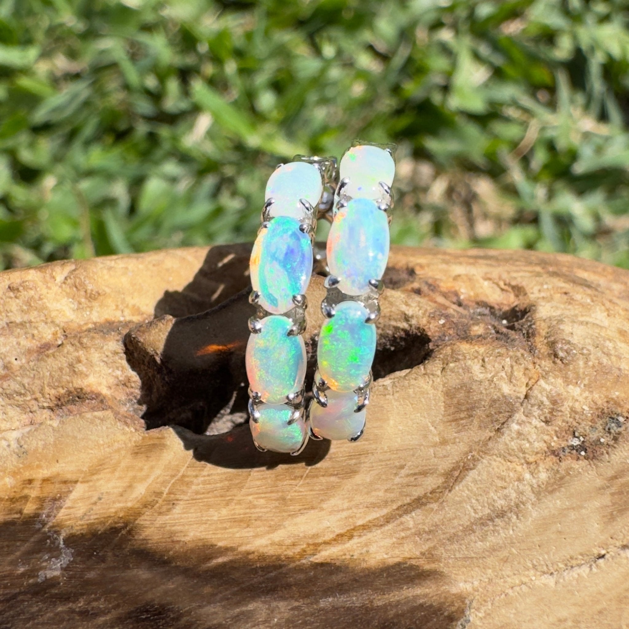 2.4ct Coober Pedy Opal Huggie Earrings ~ 'Tallow Beach Loop' | 925 Sterling Silver | Solid Australian Opal