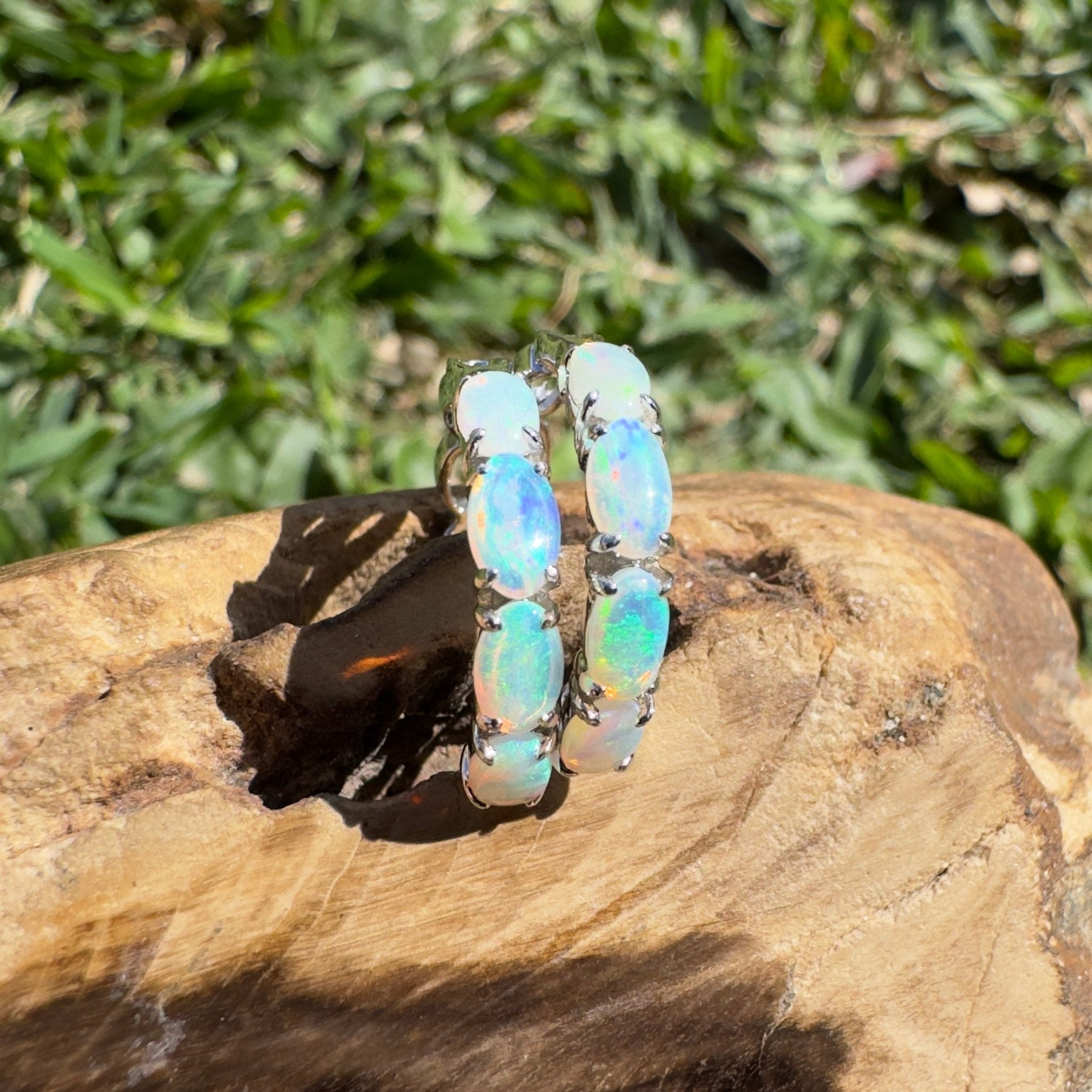 2.4ct Coober Pedy Opal Huggie Earrings ~ 'Tallow Beach Loop' | 925 Sterling Silver | Solid Australian Opal
