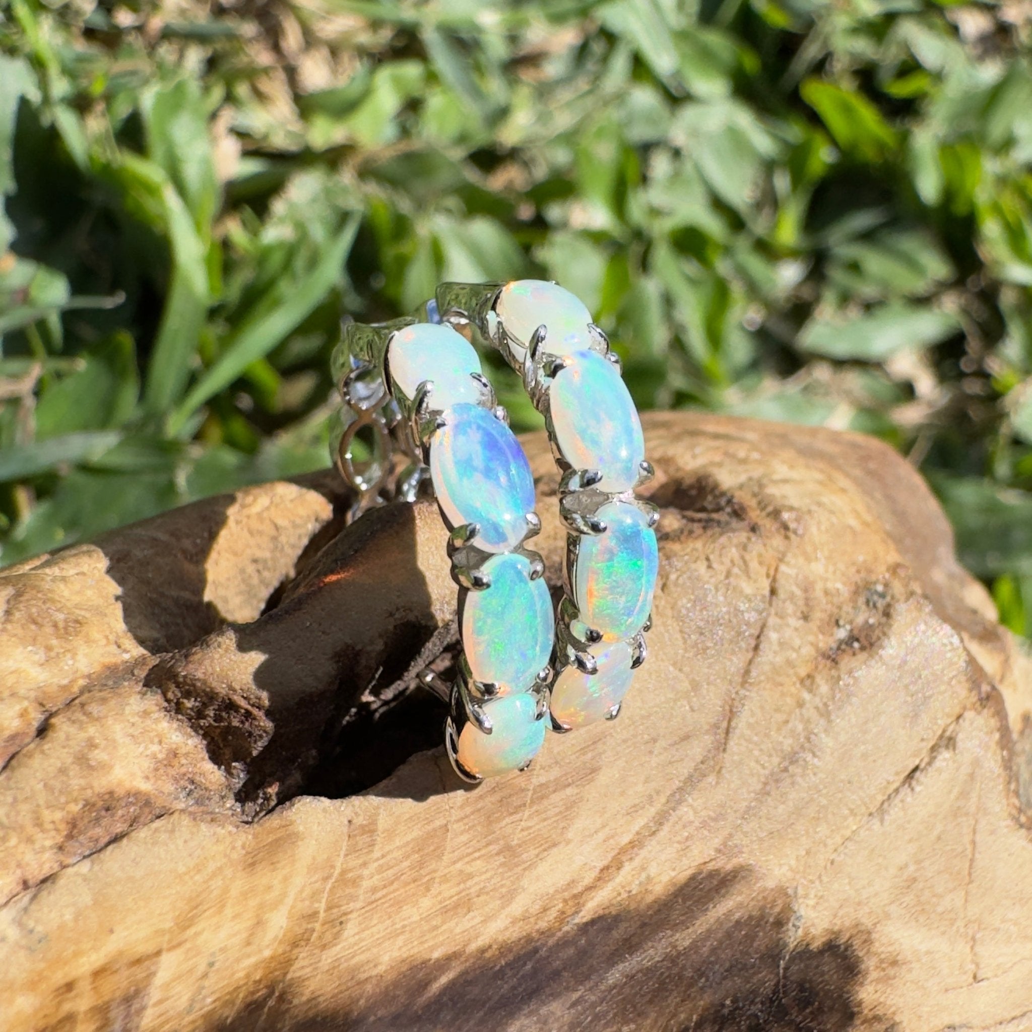2.4ct Coober Pedy Opal Huggie Earrings ~ 'Tallow Beach Loop' | 925 Sterling Silver | Solid Australian Opal
