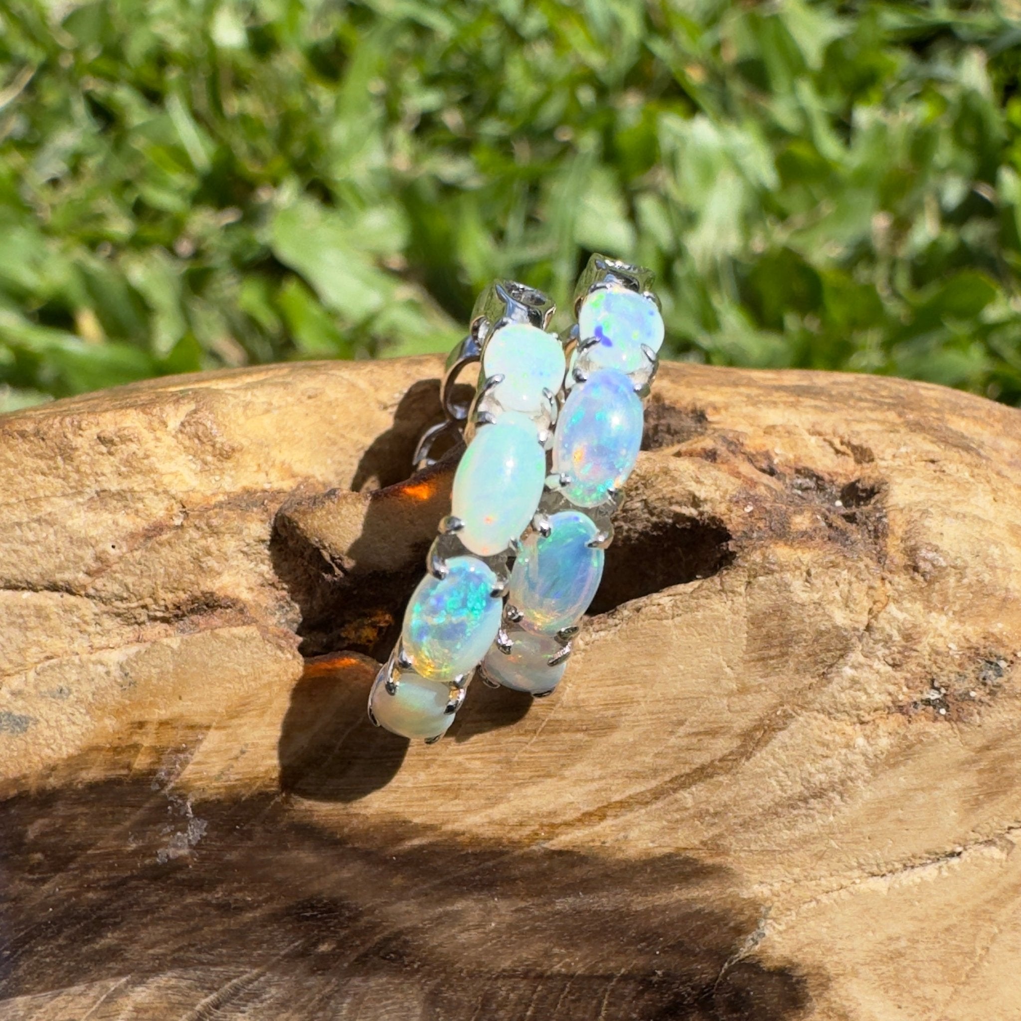 2.4ct Coober Pedy Opal Huggie Earrings ~ 'Wategos Loop' | 925 Sterling Silver | Solid Australian Opal