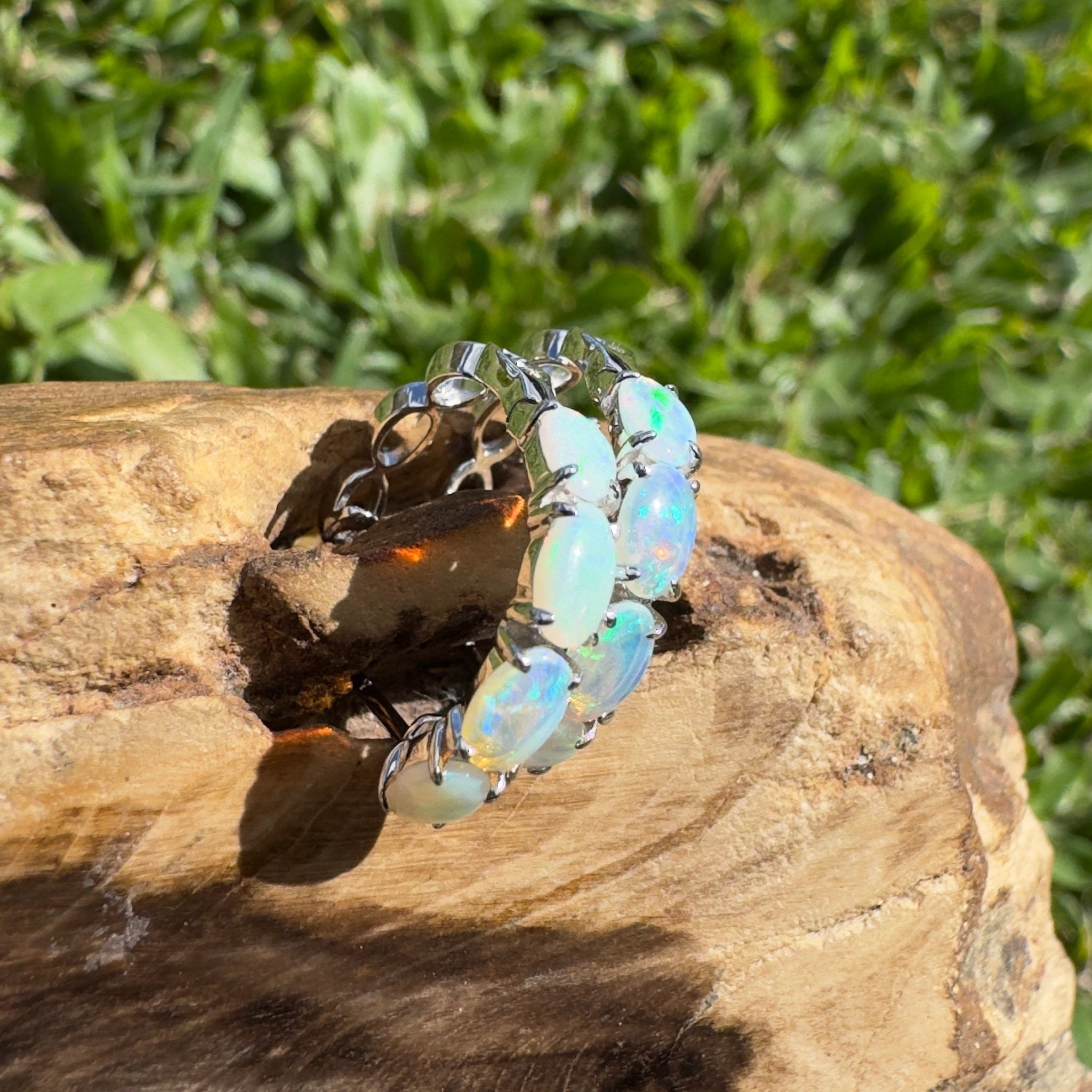 2.4ct Coober Pedy Opal Huggie Earrings ~ 'Wategos Loop' | 925 Sterling Silver | Solid Australian Opal