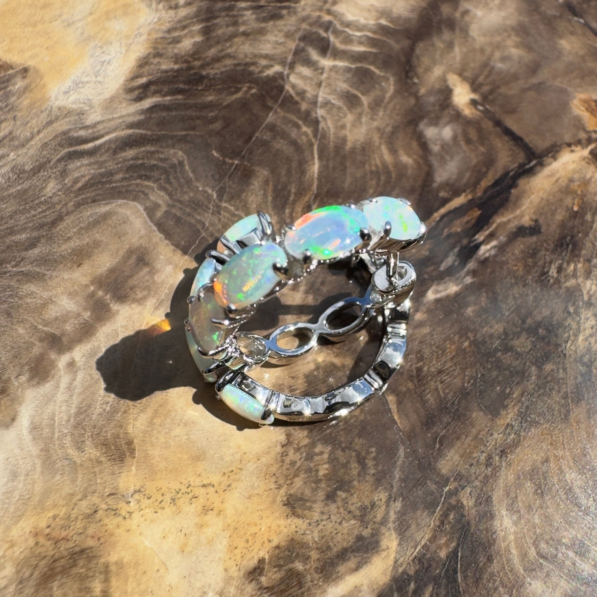 2.4ct Coober Pedy Opal Huggie Earrings ~ 'Wategos Loop' | 925 Sterling Silver | Solid Australian Opal