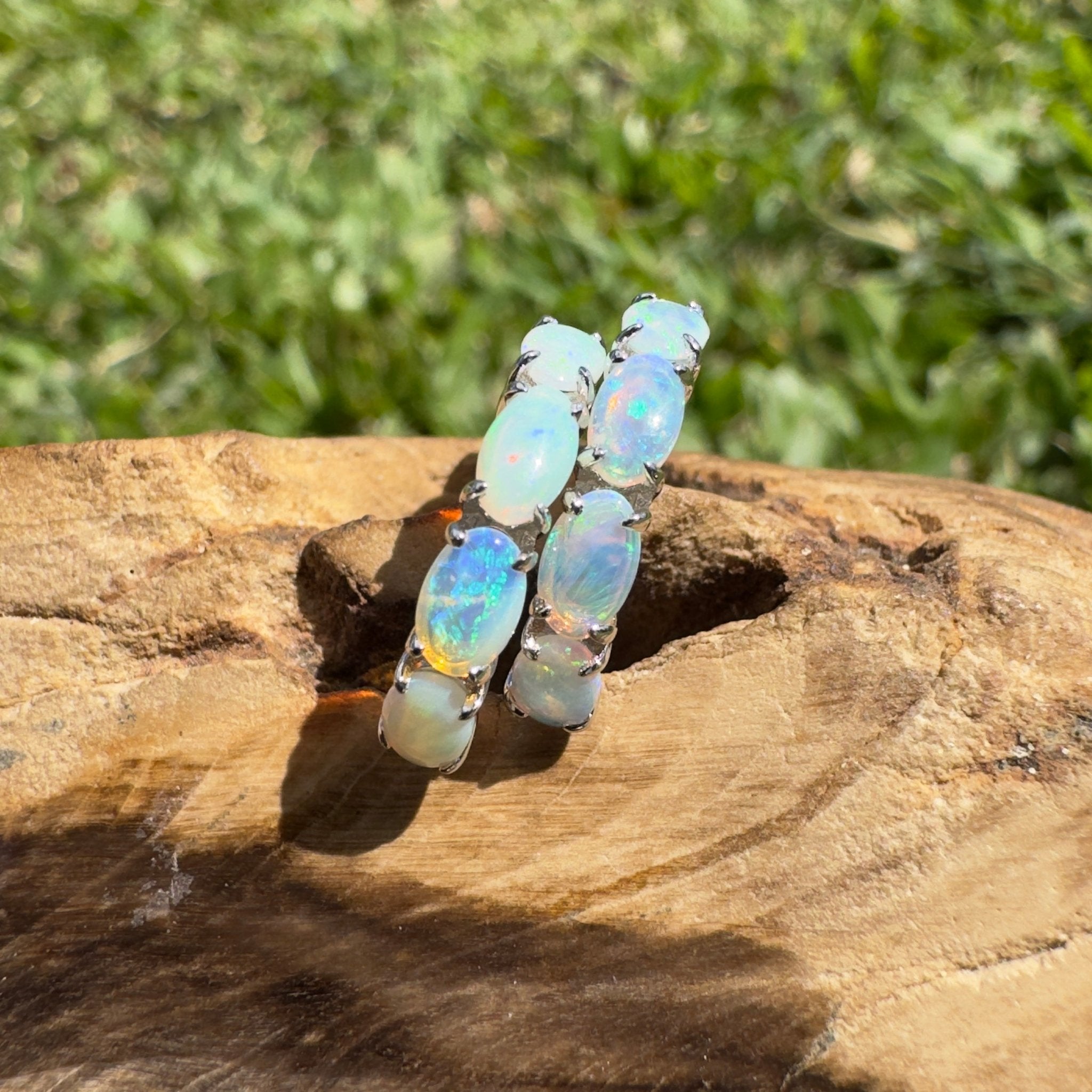 2.4ct Coober Pedy Opal Huggie Earrings ~ 'Wategos Loop' | 925 Sterling Silver | Solid Australian Opal