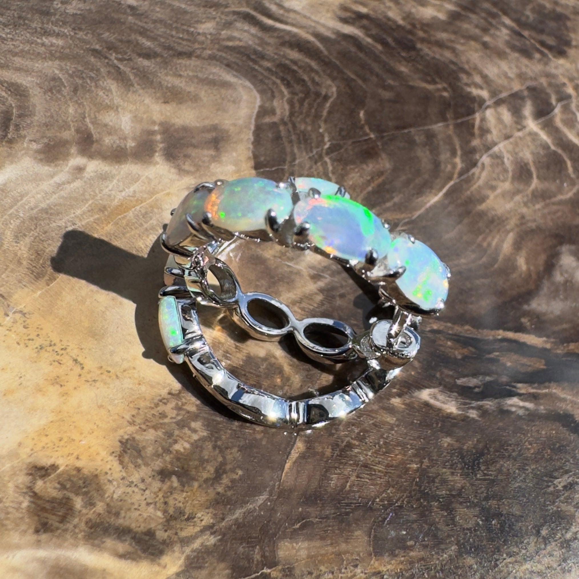 2.4ct Coober Pedy Opal Huggie Earrings ~ 'Wategos Loop' | 925 Sterling Silver | Solid Australian Opal