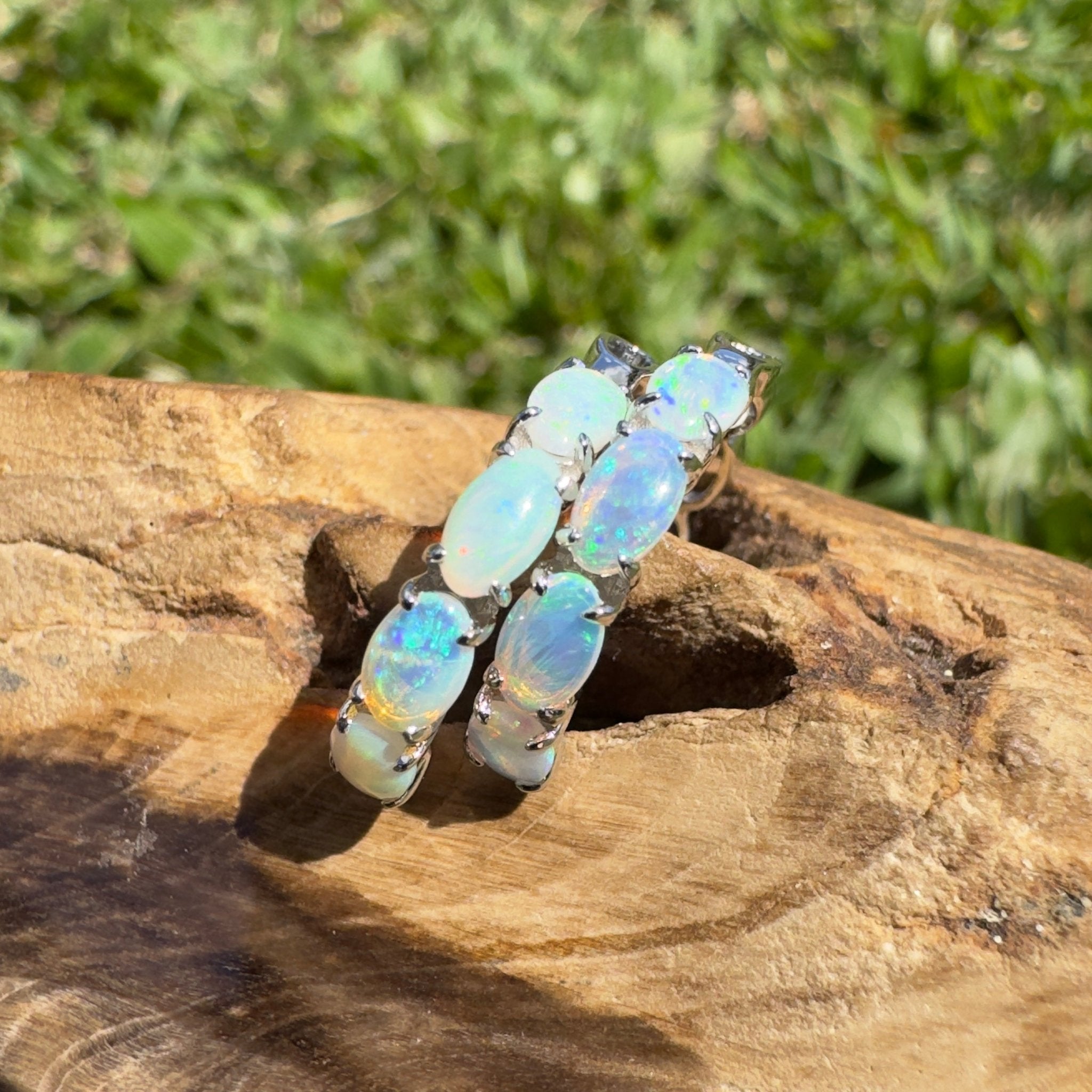 2.4ct Coober Pedy Opal Huggie Earrings ~ 'Wategos Loop' | 925 Sterling Silver | Solid Australian Opal