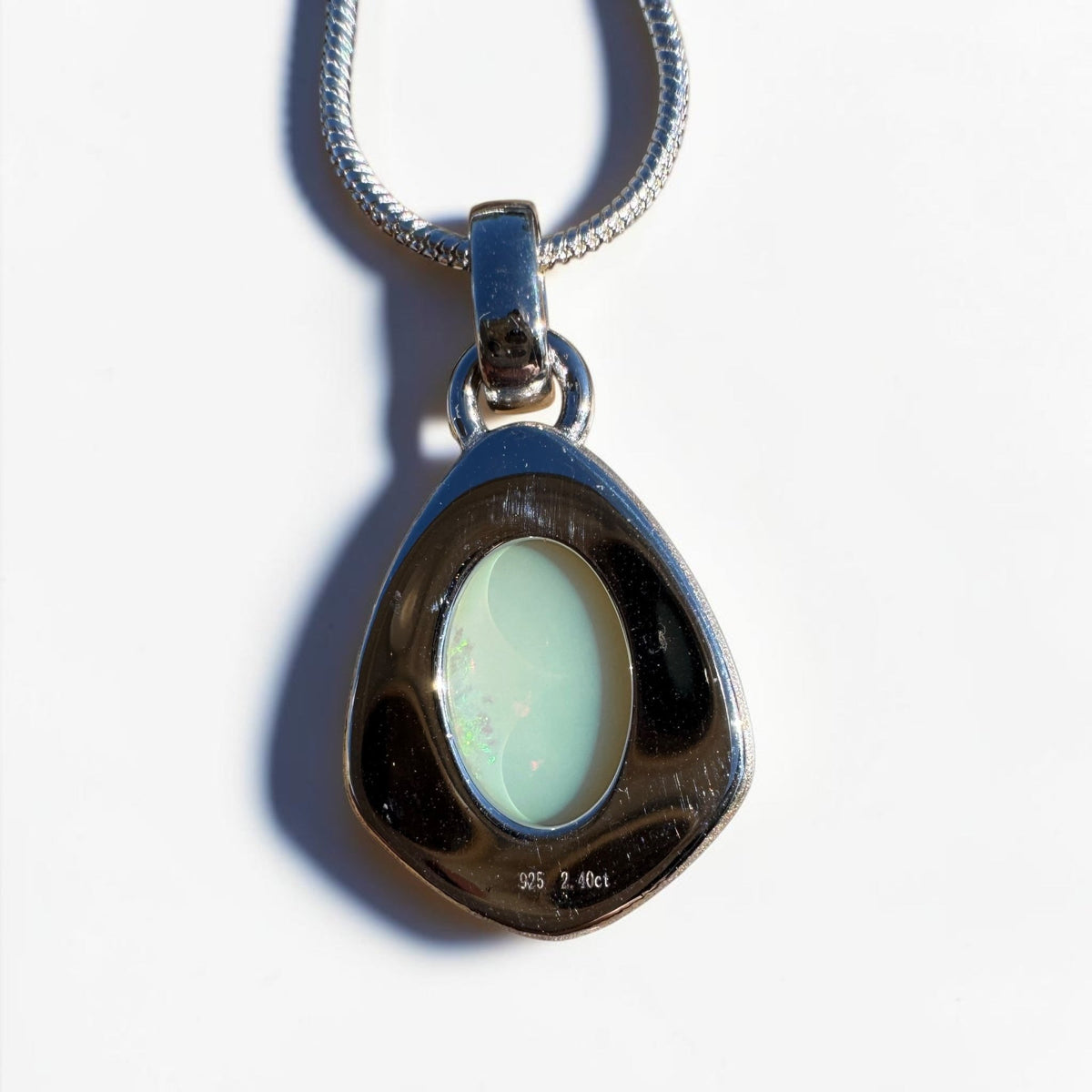 2.4ct Coober Pedy Opal Pendant Necklace ~ 'Warrnambool Glow' | 925 Sterling Silver | Solid Australian Opal