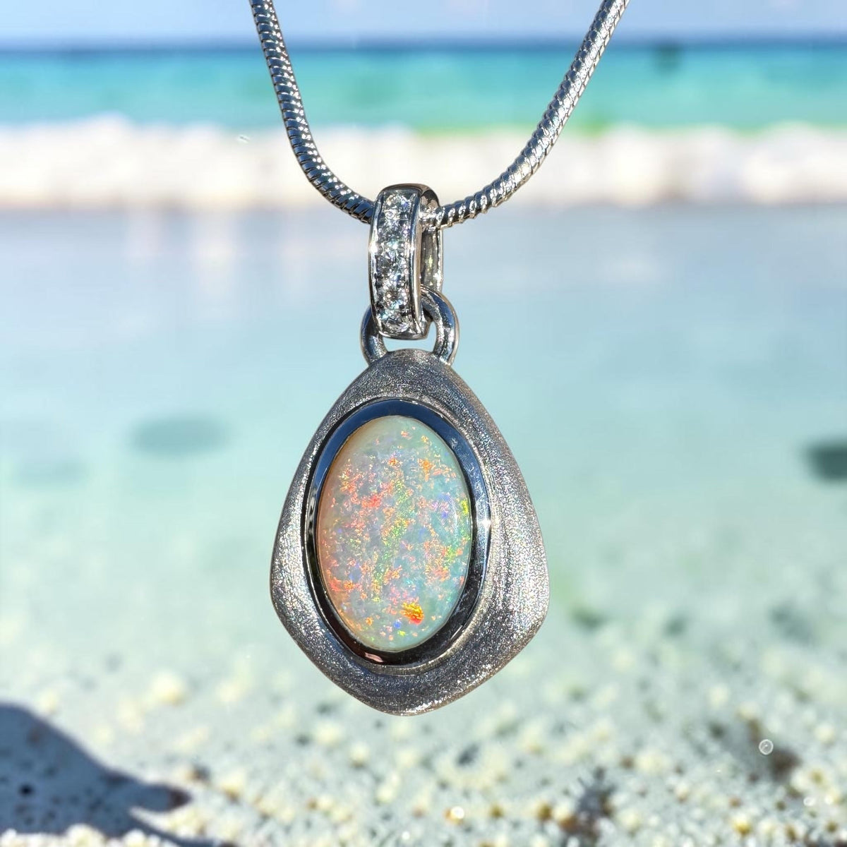 2.4ct Coober Pedy Opal Pendant Necklace ~ 'Warrnambool Glow' | 925 Sterling Silver | Solid Australian Opal