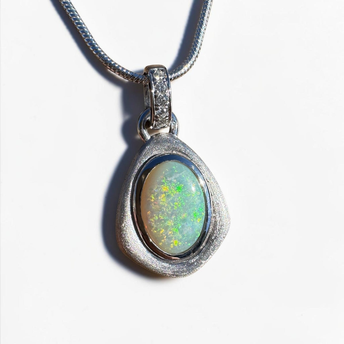2.4ct Coober Pedy Opal Pendant Necklace ~ 'Warrnambool Glow' | 925 Sterling Silver | Solid Australian Opal