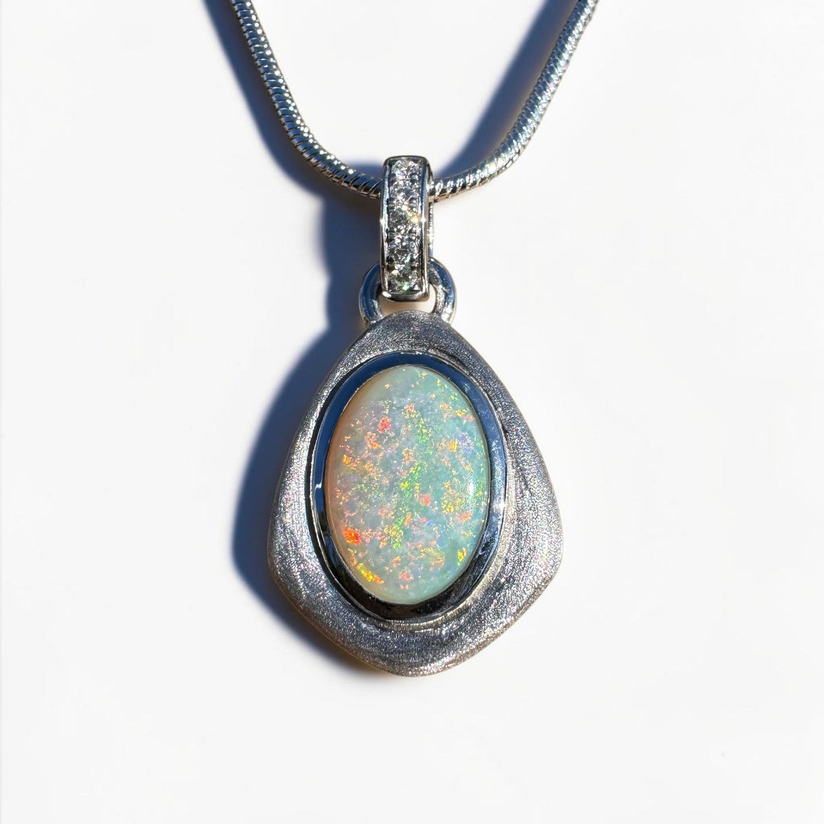 2.4ct Coober Pedy Opal Pendant Necklace ~ 'Warrnambool Glow' | 925 Sterling Silver | Solid Australian Opal