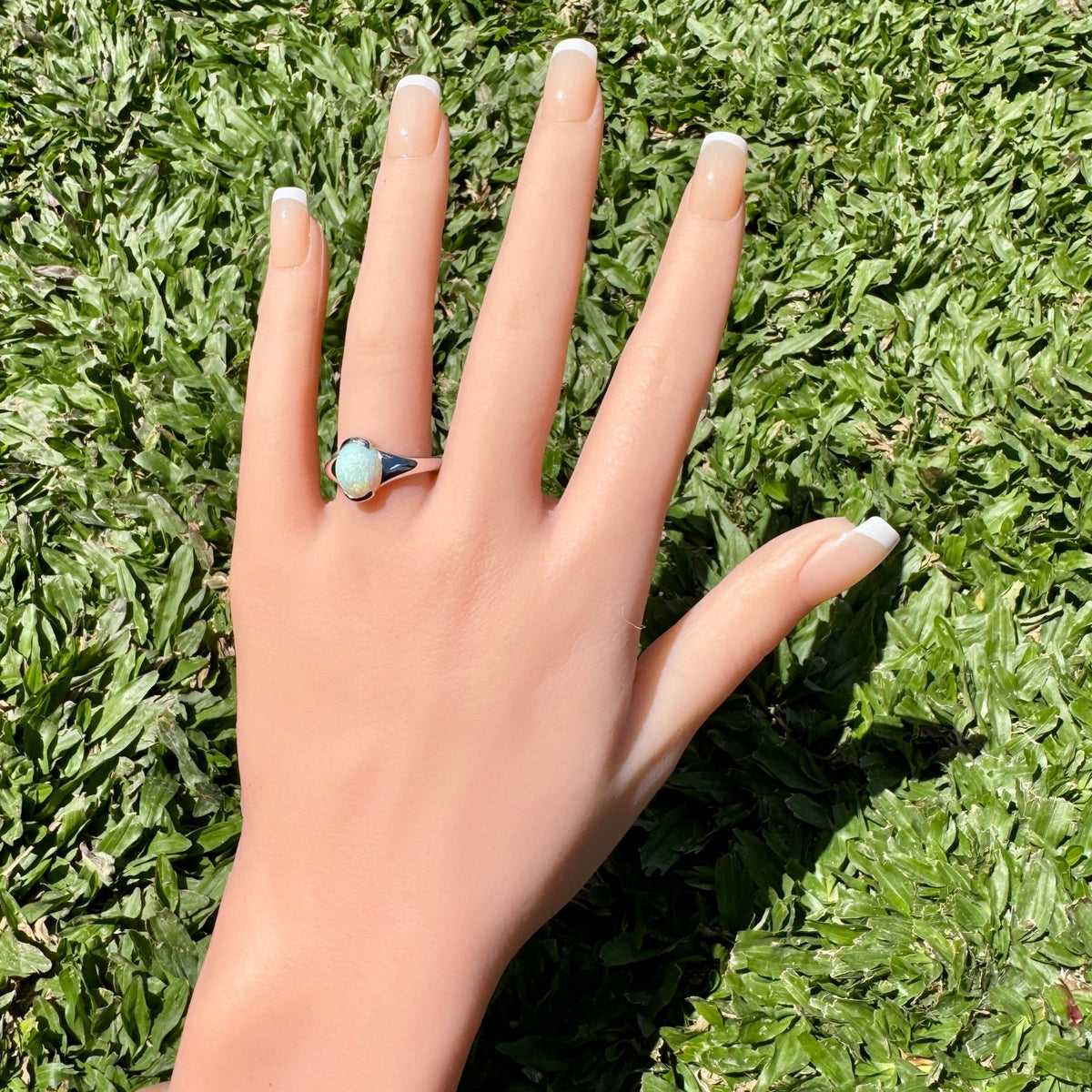 2.4ct Coober Pedy Opal Ring ~ 'Yorke Peninsula Spectrum' | 925 Sterling Silver | Solid Australian Opal