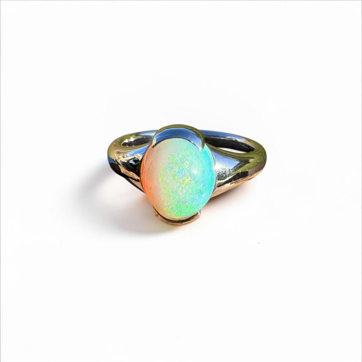 2.4ct Coober Pedy Opal Ring ~ 'Yorke Peninsula Spectrum' | 925 Sterling Silver | Solid Australian Opal