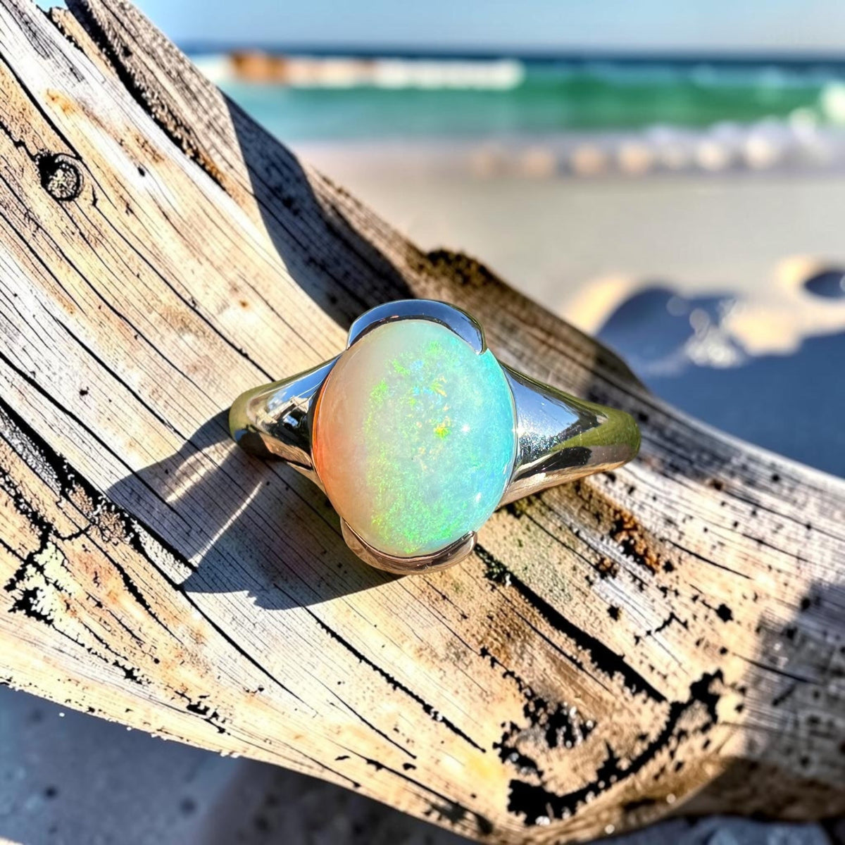 2.4ct Coober Pedy Opal Ring ~ 'Yorke Peninsula Spectrum' | 925 Sterling Silver | Solid Australian Opal