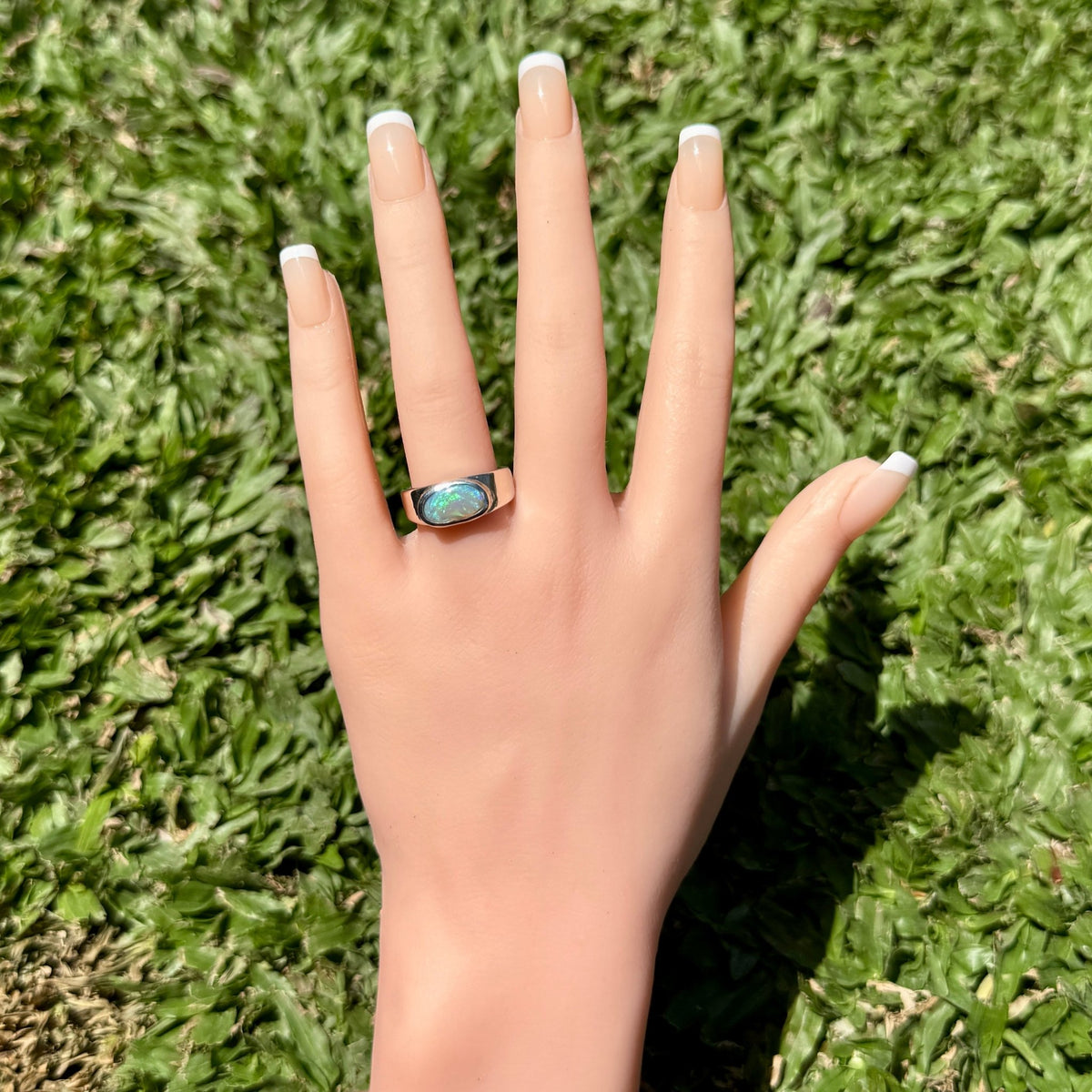 2.4ct Lightning Ridge Opal Ring ~ 'Hyams Beach Green' | 925 Sterling Silver | Solid Australian Opal