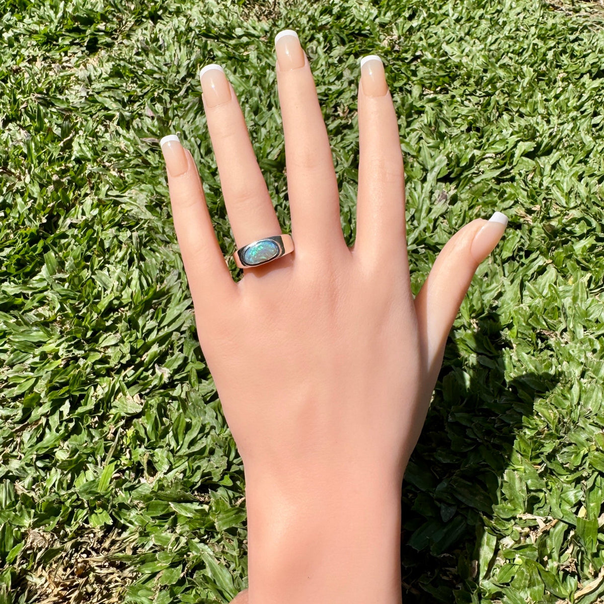 2.4ct Lightning Ridge Opal Ring ~ 'Hyams Beach Green' | 925 Sterling Silver | Solid Australian Opal