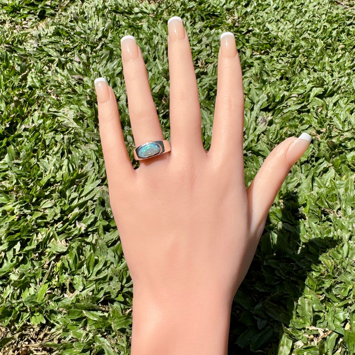 2.4ct Lightning Ridge Opal Ring ~ 'Hyams Beach Green' | 925 Sterling Silver | Solid Australian Opal