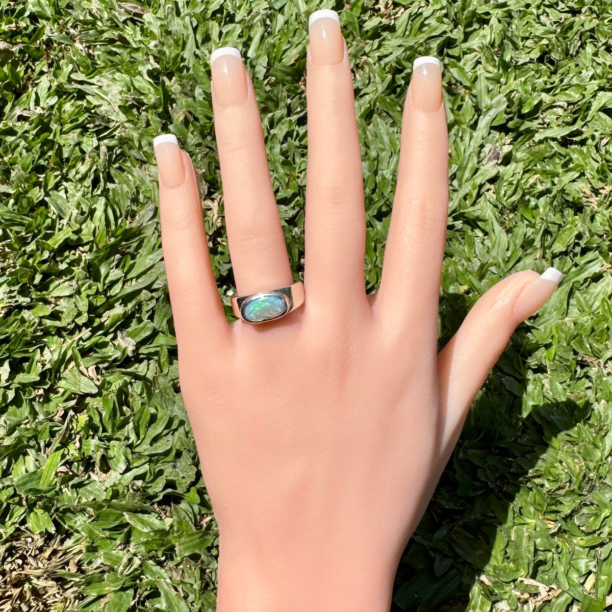 2.4ct Lightning Ridge Opal Ring ~ 'Hyams Beach Green' | 925 Sterling Silver | Solid Australian Opal