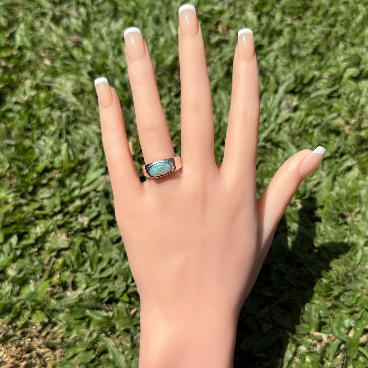 2.4ct Lightning Ridge Opal Ring ~ 'Hyams Beach Green' | 925 Sterling Silver | Solid Australian Opal
