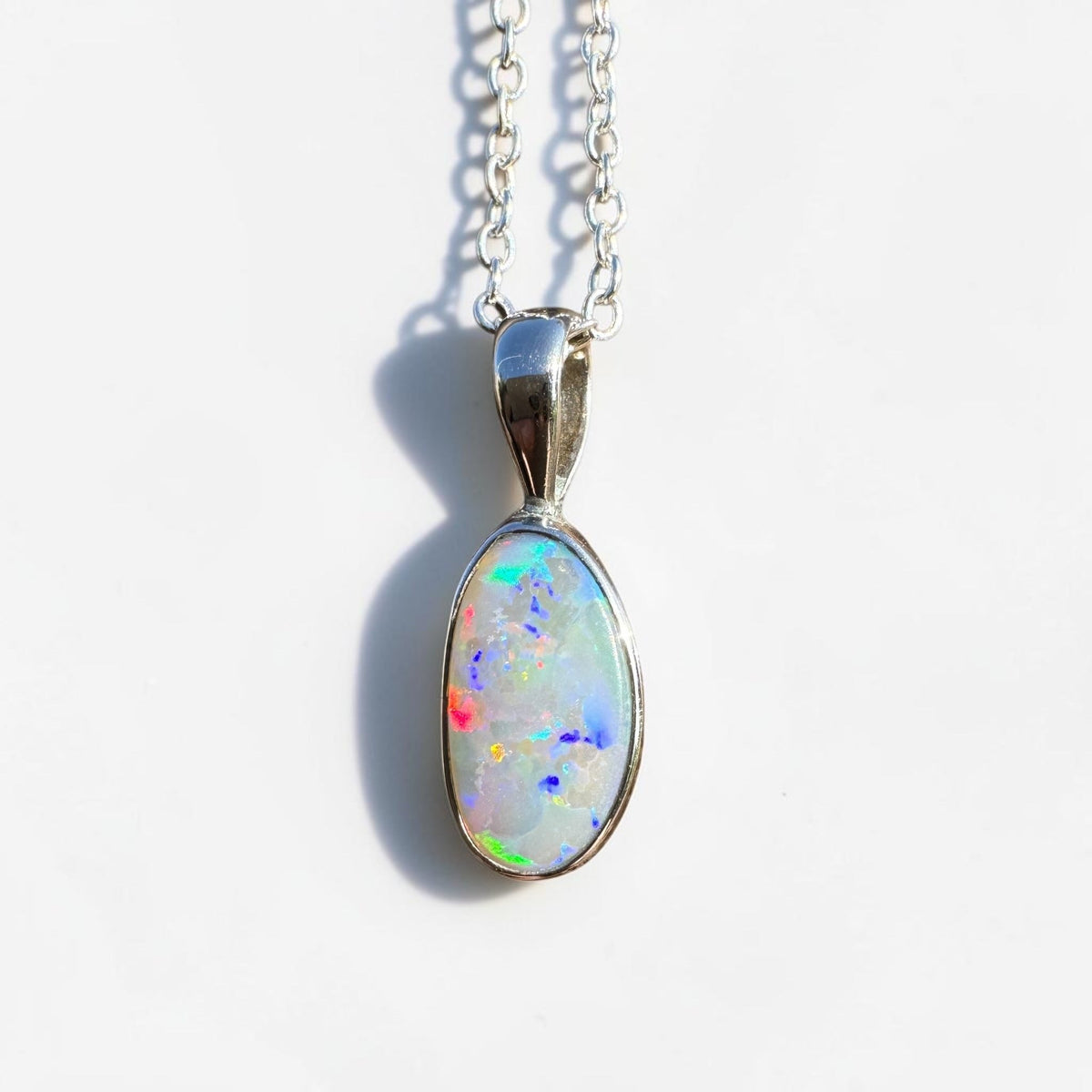 2.5ct Coober Pedy Opal Pendant Necklace ~ 'Boranup Firelight' | 925 Sterling Silver | Solid Australian Opal