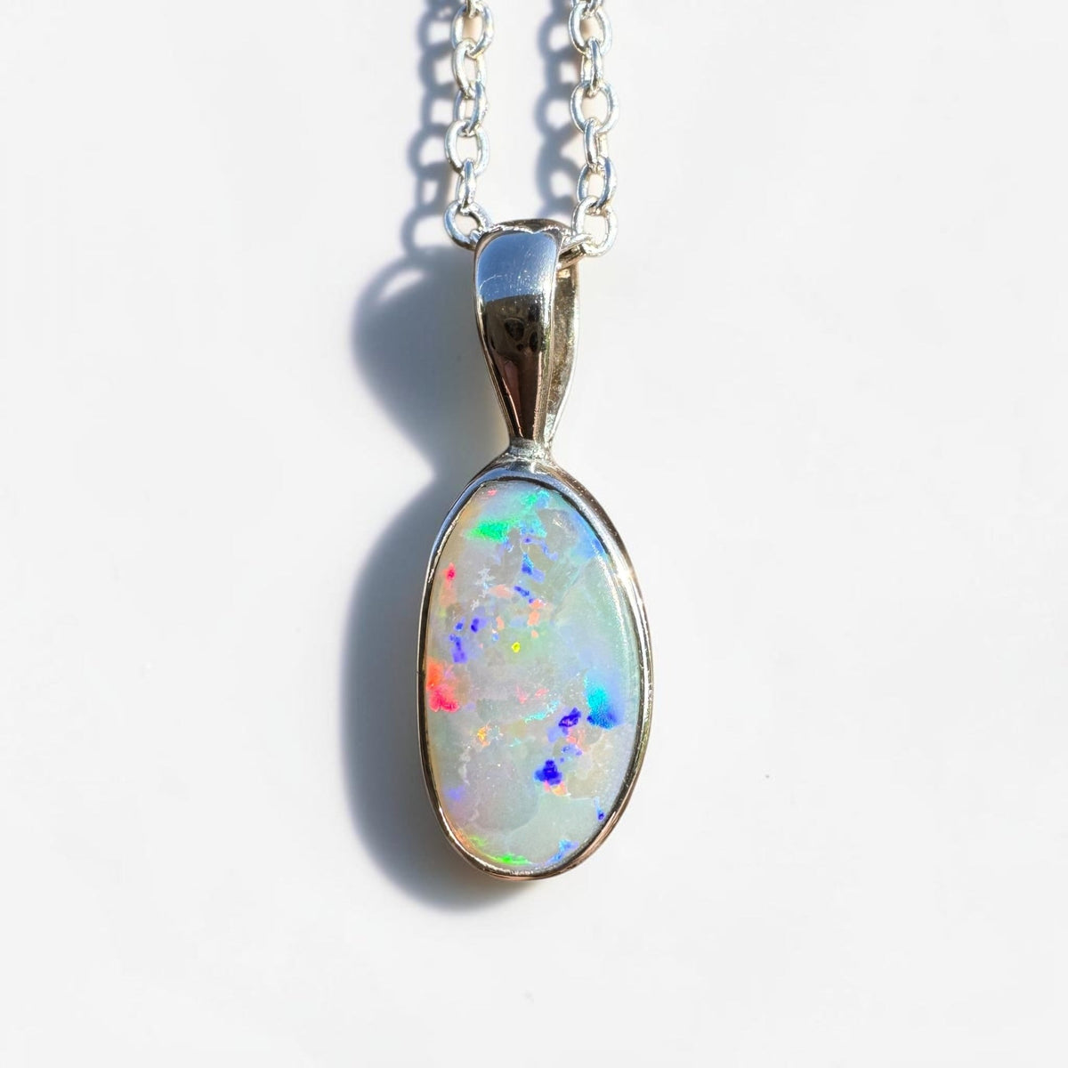 2.5ct Coober Pedy Opal Pendant Necklace ~ 'Boranup Firelight' | 925 Sterling Silver | Solid Australian Opal