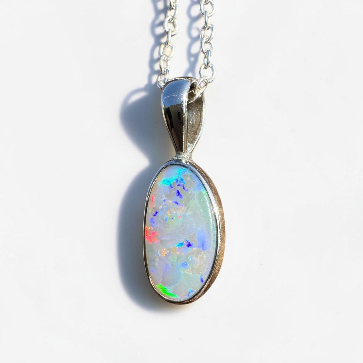 2.5ct Coober Pedy Opal Pendant Necklace ~ 'Boranup Firelight' | 925 Sterling Silver | Solid Australian Opal