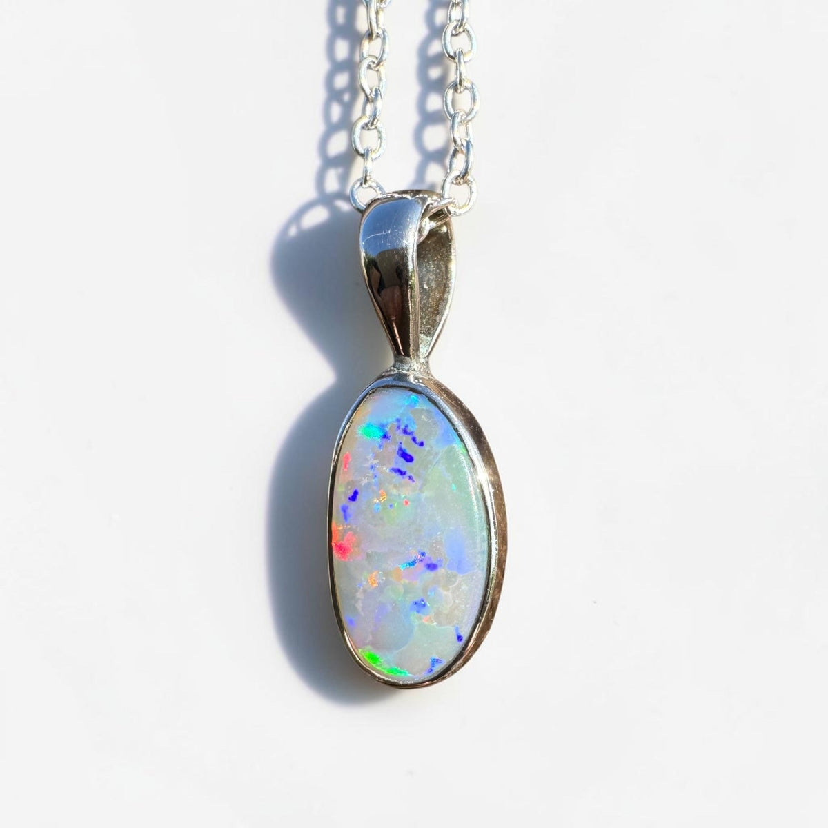 2.5ct Coober Pedy Opal Pendant Necklace ~ 'Boranup Firelight' | 925 Sterling Silver | Solid Australian Opal