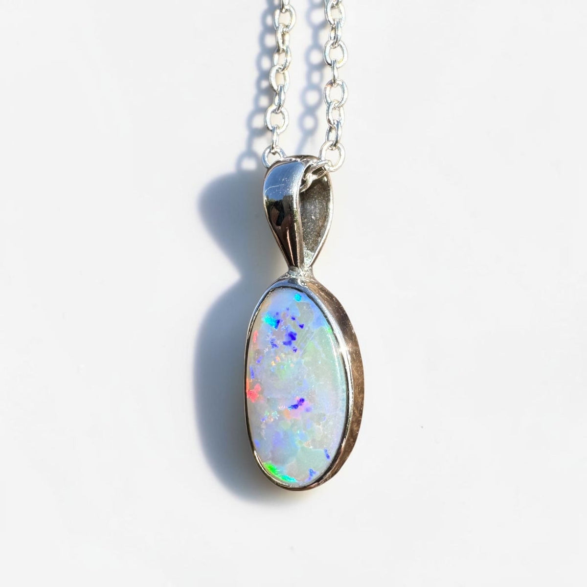 2.5ct Coober Pedy Opal Pendant Necklace ~ 'Boranup Firelight' | 925 Sterling Silver | Solid Australian Opal