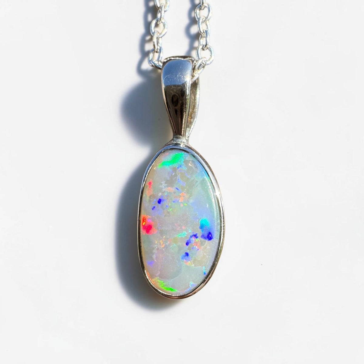 2.5ct Coober Pedy Opal Pendant Necklace ~ 'Boranup Firelight' | 925 Sterling Silver | Solid Australian Opal