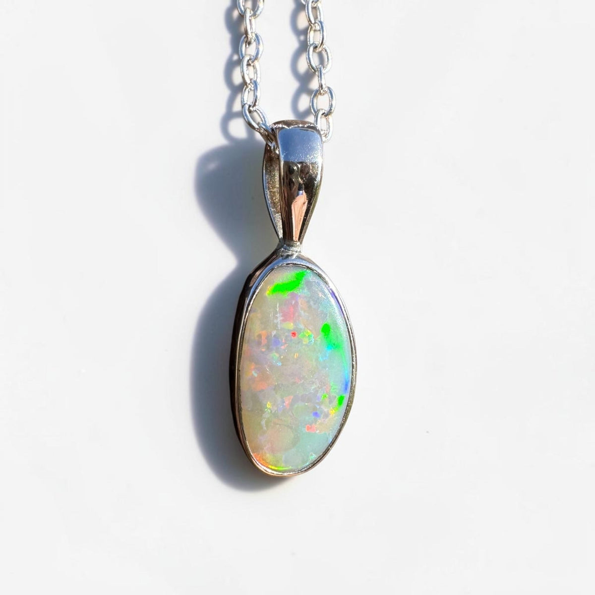 2.5ct Coober Pedy Opal Pendant Necklace ~ 'Boranup Firelight' | 925 Sterling Silver | Solid Australian Opal