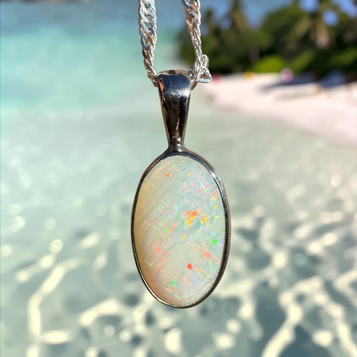 2.5ct Coober Pedy Opal Pendant Necklace ~ 'Kanangra Aurora' | 925 Sterling Silver | Solid Australian Opal