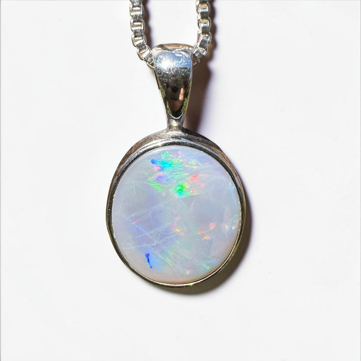 2.5ct Lightning Ridge Semi Black Opal Pendant Necklace ~ 'Angledool Ember' | 925 Sterling Silver | Solid Australian Opal