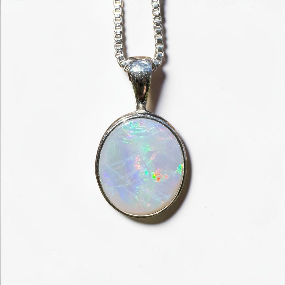 2.5ct Lightning Ridge Semi Black Opal Pendant Necklace ~ 'Angledool Ember' | 925 Sterling Silver | Solid Australian Opal