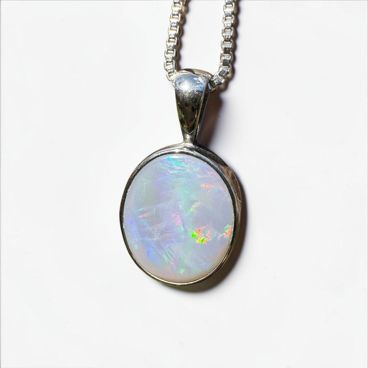 2.5ct Lightning Ridge Semi Black Opal Pendant Necklace ~ 'Angledool Ember' | 925 Sterling Silver | Solid Australian Opal