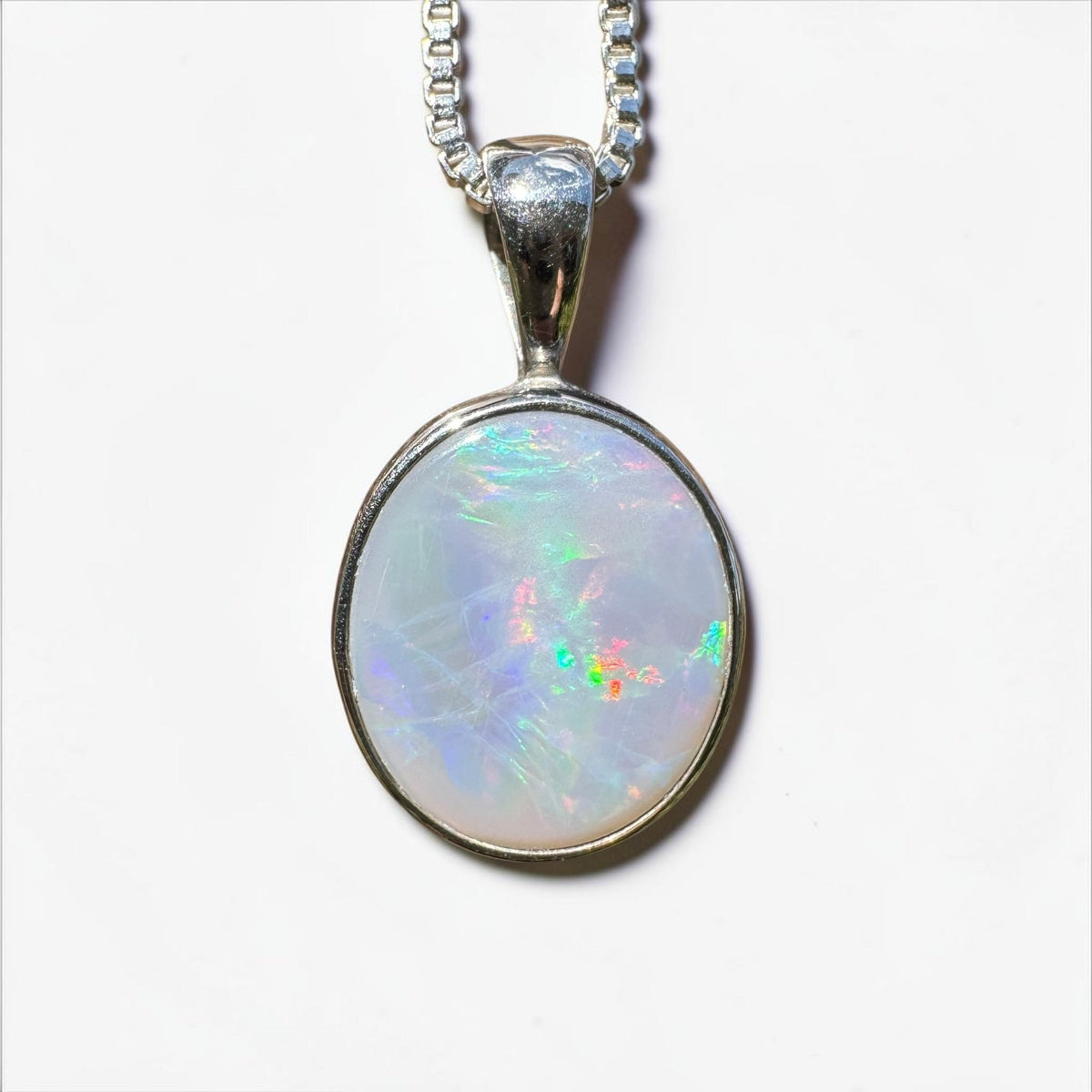 2.5ct Lightning Ridge Semi Black Opal Pendant Necklace ~ 'Angledool Ember' | 925 Sterling Silver | Solid Australian Opal