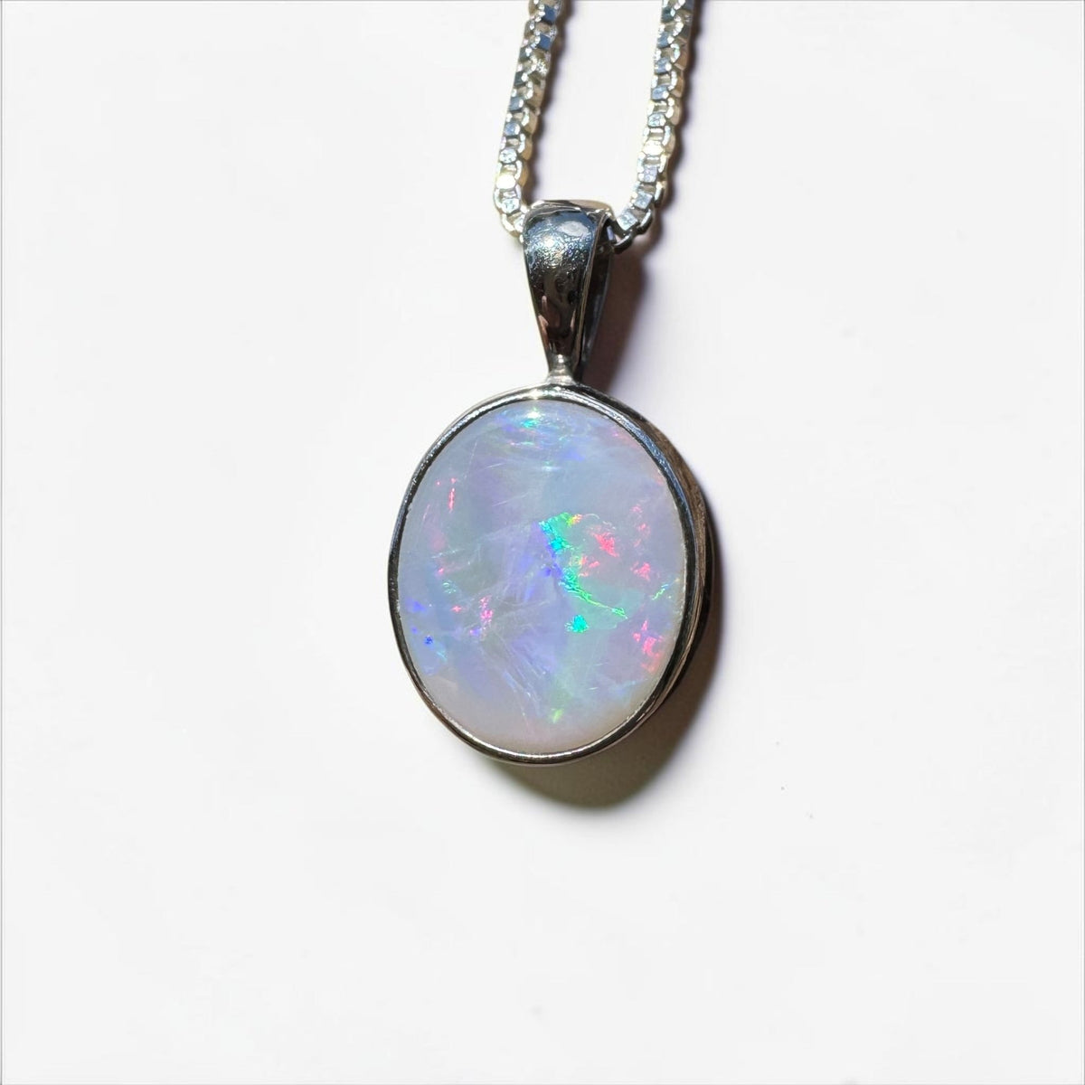 2.5ct Lightning Ridge Semi Black Opal Pendant Necklace ~ 'Angledool Ember' | 925 Sterling Silver | Solid Australian Opal