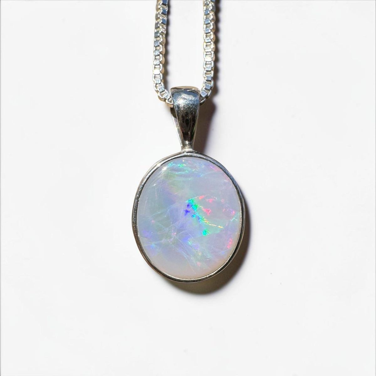 2.5ct Lightning Ridge Semi Black Opal Pendant Necklace ~ 'Angledool Ember' | 925 Sterling Silver | Solid Australian Opal
