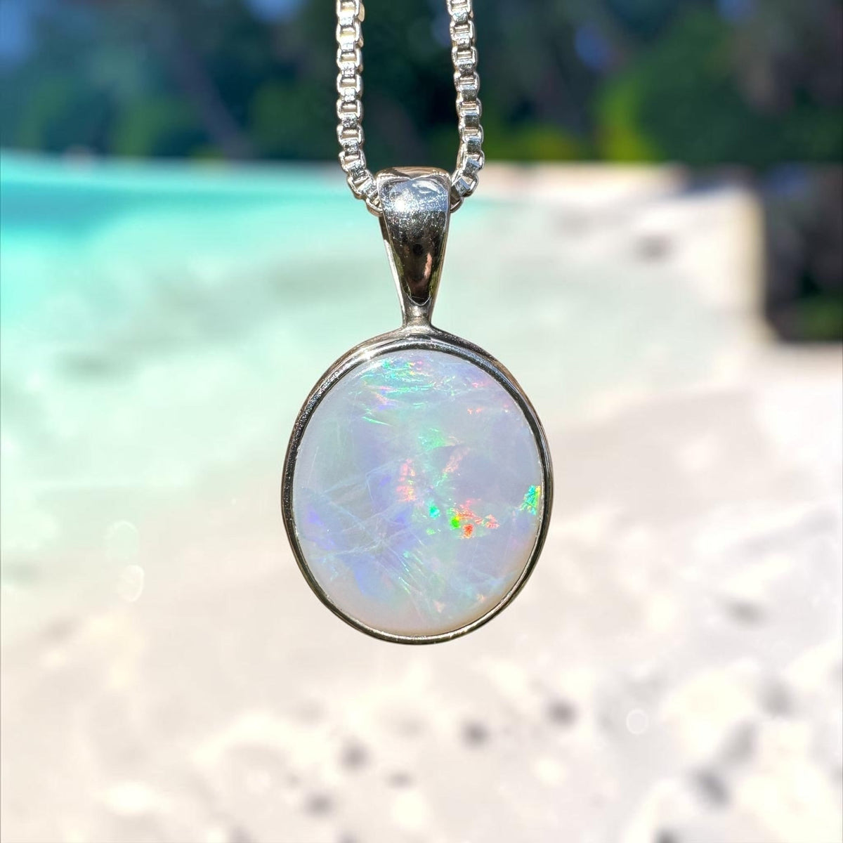 2.5ct Lightning Ridge Semi Black Opal Pendant Necklace ~ 'Angledool Ember' | 925 Sterling Silver | Solid Australian Opal