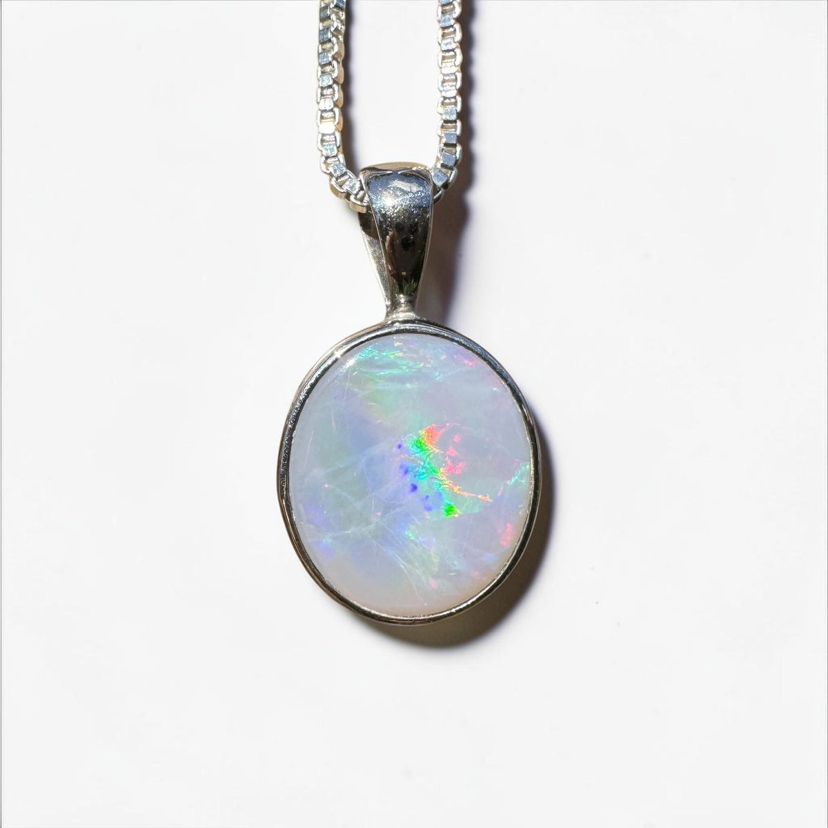 2.5ct Lightning Ridge Semi Black Opal Pendant Necklace ~ 'Angledool Ember' | 925 Sterling Silver | Solid Australian Opal