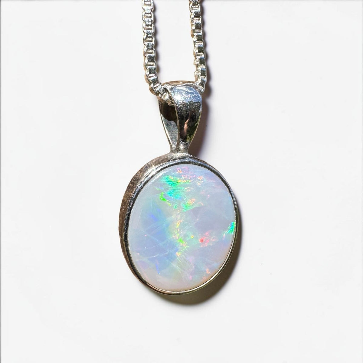 2.5ct Lightning Ridge Semi Black Opal Pendant Necklace ~ 'Angledool Ember' | 925 Sterling Silver | Solid Australian Opal