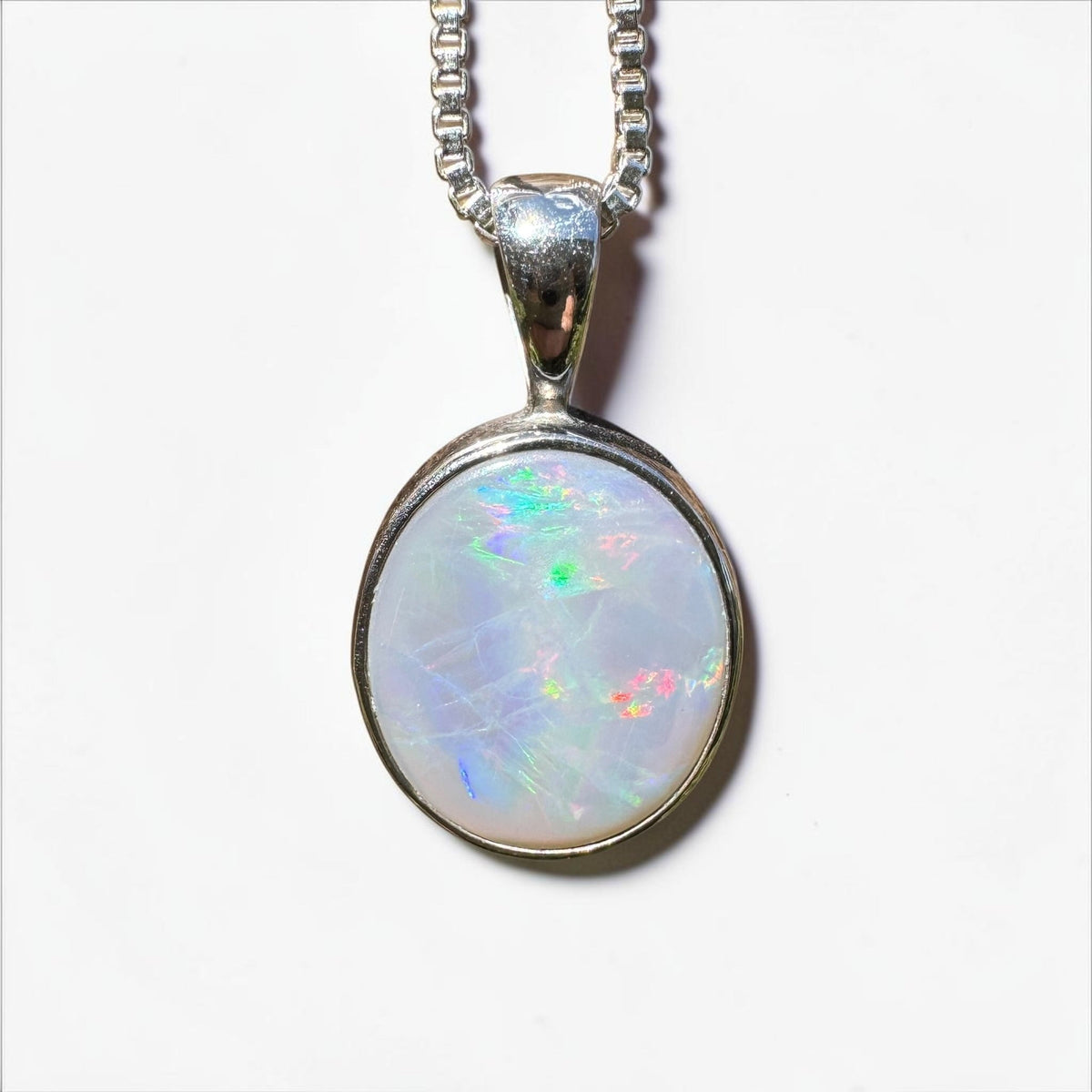 2.5ct Lightning Ridge Semi Black Opal Pendant Necklace ~ 'Angledool Ember' | 925 Sterling Silver | Solid Australian Opal