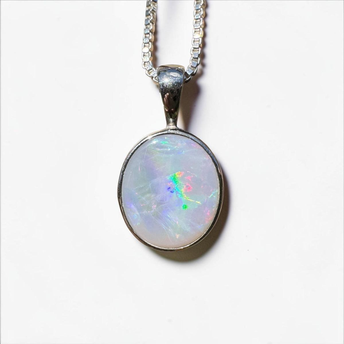 2.5ct Lightning Ridge Semi Black Opal Pendant Necklace ~ 'Angledool Ember' | 925 Sterling Silver | Solid Australian Opal