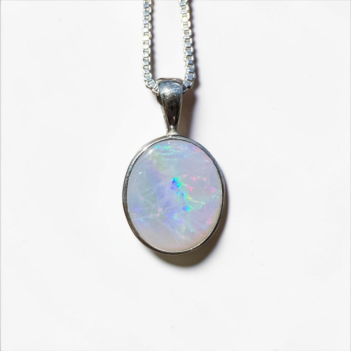 2.5ct Lightning Ridge Semi Black Opal Pendant Necklace ~ 'Angledool Ember' | 925 Sterling Silver | Solid Australian Opal