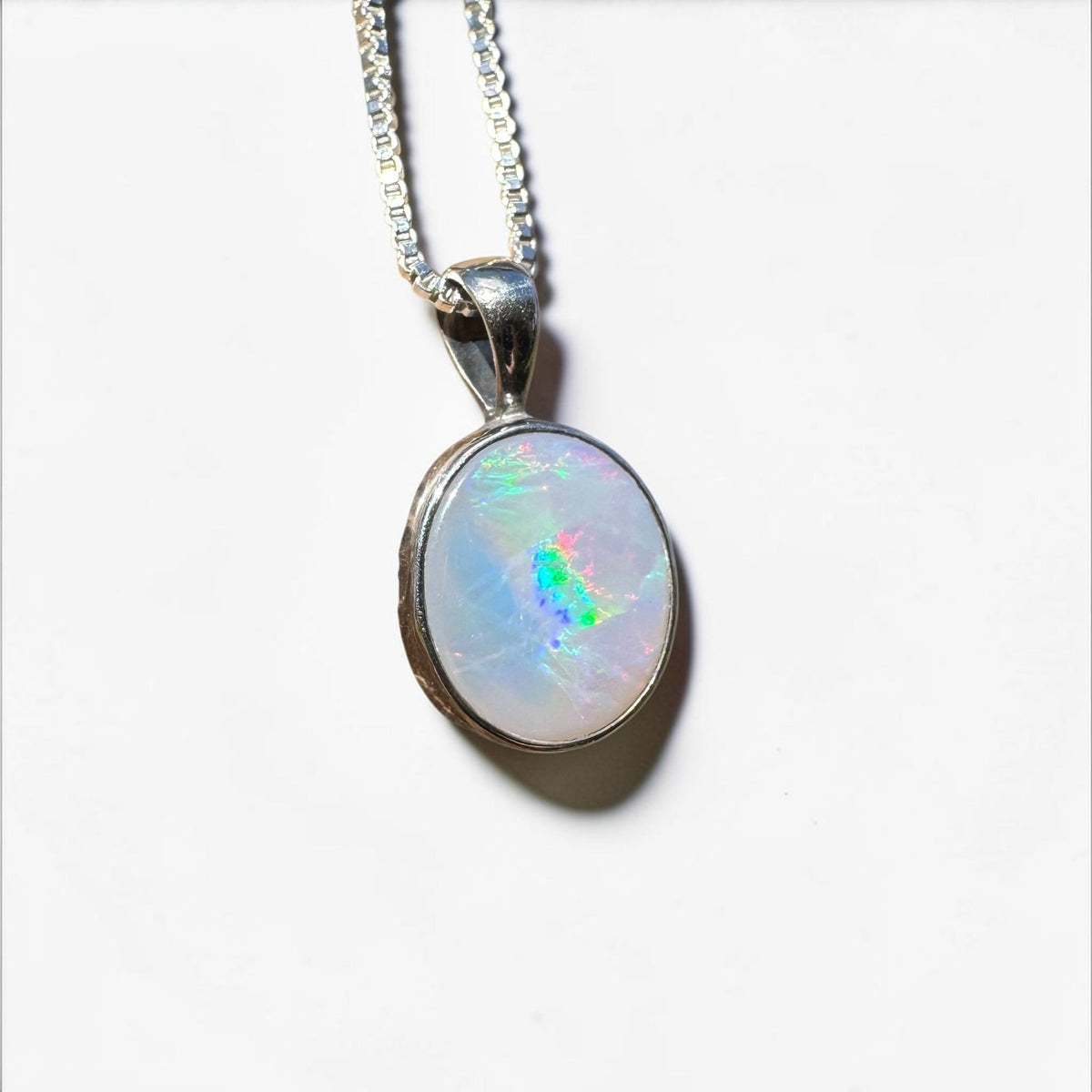 2.5ct Lightning Ridge Semi Black Opal Pendant Necklace ~ 'Angledool Ember' | 925 Sterling Silver | Solid Australian Opal