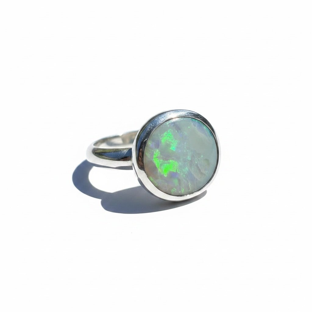 2.5ct Solid Lightning Ridge Opal Ring ~'Azure Flame Glow' | 925 Sterling Silver | Solid Australian Opal