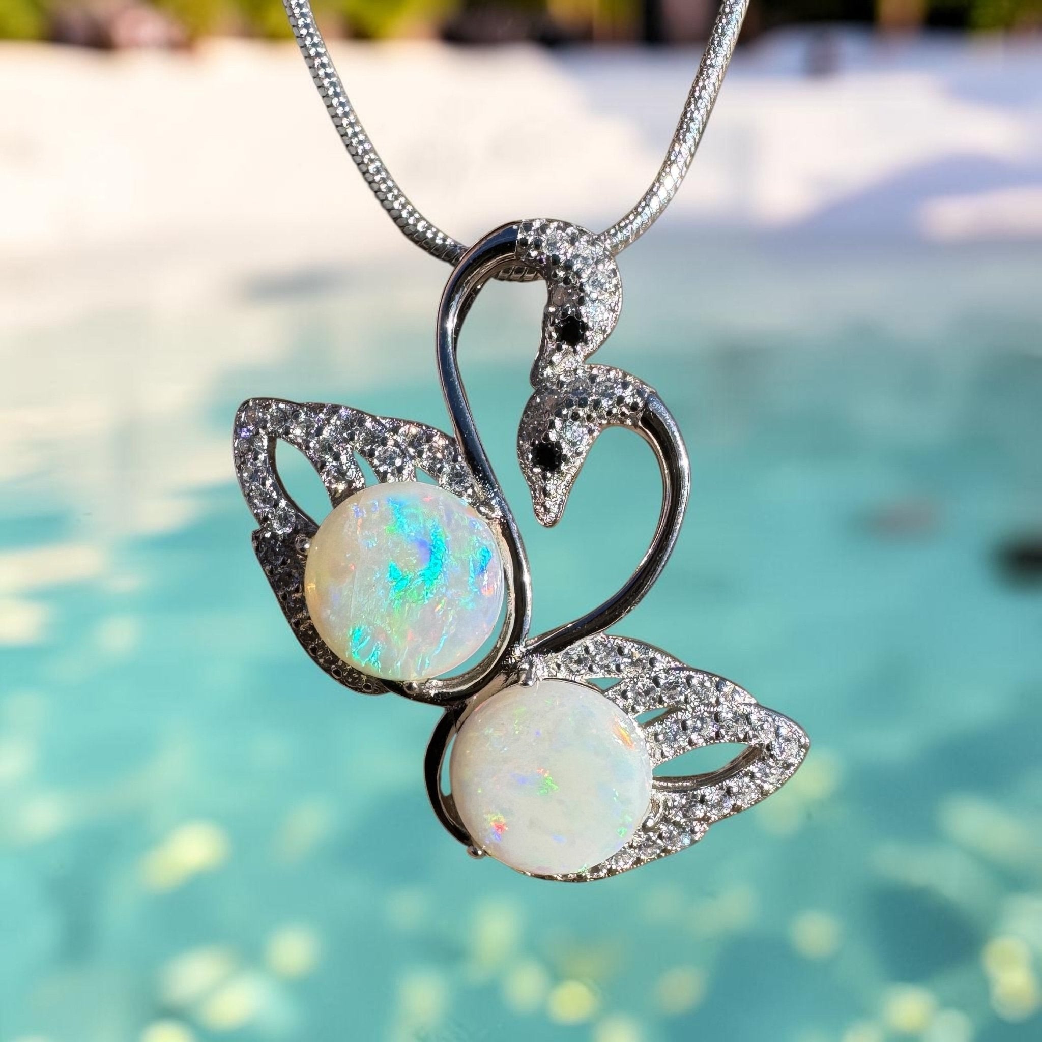 2.6ct Coober Pedy Opal Pendant Necklace ~ 'Thredbo Duo' | 925 Sterling Silver | Solid Australian Opal
