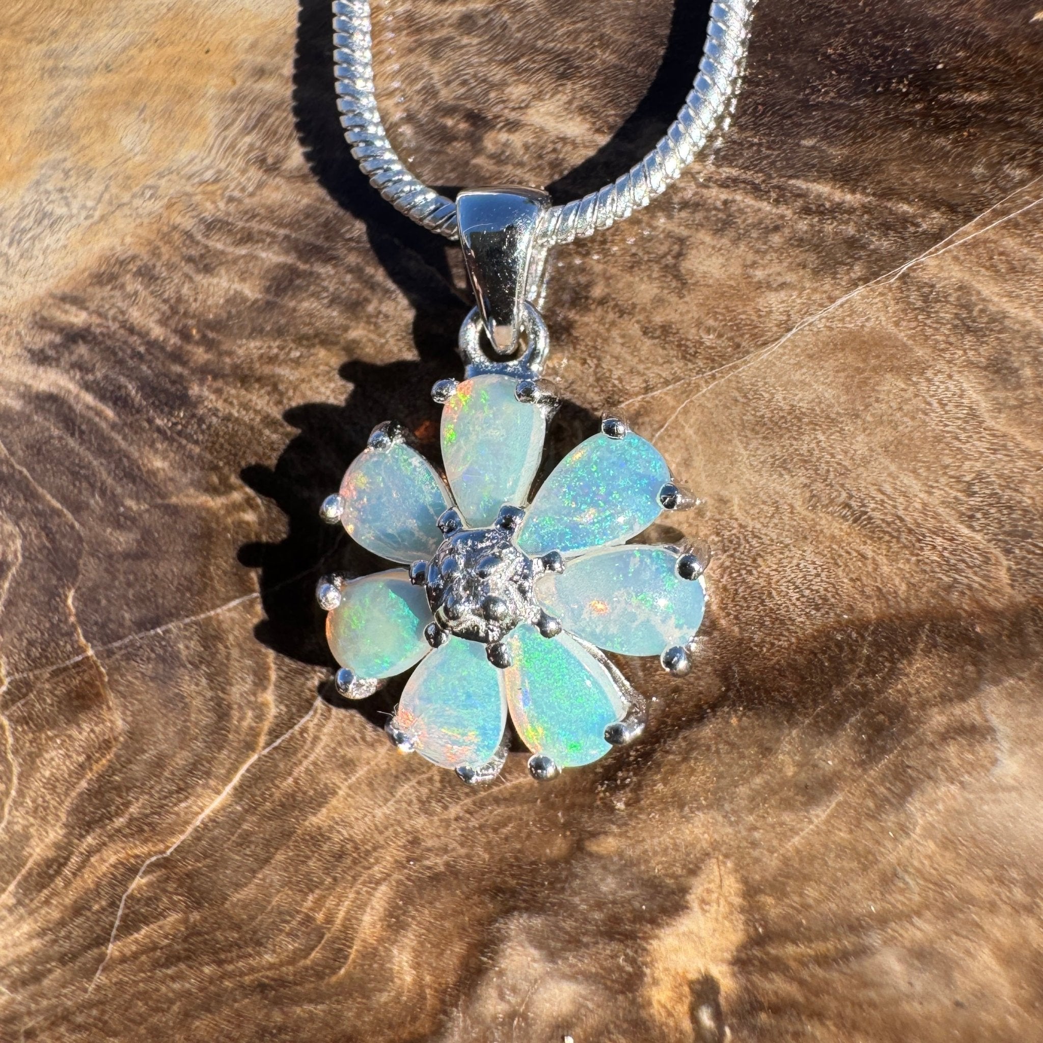 2.8ct Coober Pedy Opal Pendant Necklace ~ 'Daintree Shimmer' | 925 Sterling Silver | Solid Australian Opal